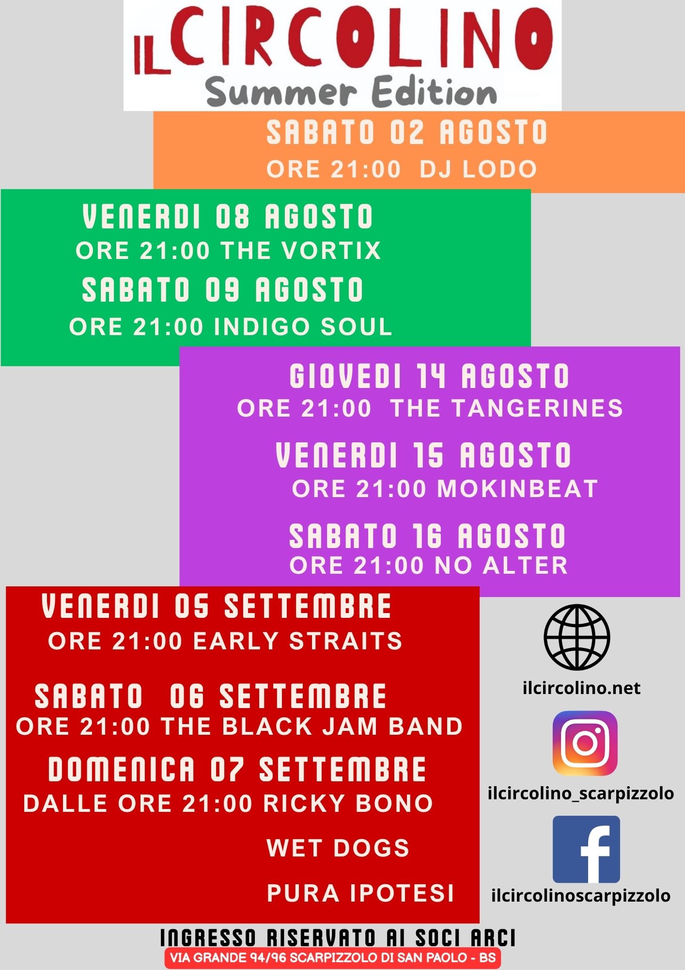 EVENTI MUSICALI AL CIRCOLINO SUMMER EDITION